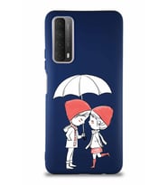 Huawei P Smart 2021 Soft Premier Kapak Aşk Tasarımlı Silikon Kılıf - Lacivert (Şeffaf)