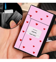 Kişiye Özel İsimli Gazlı Rüzgar Geçirmez Çakmak Pembe Kalpli Baskılı