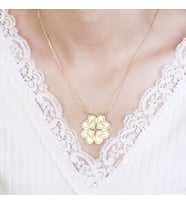 Dört Yapraklı Plaka Kolye (Gold)