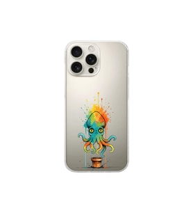 iPhone 16 Pro ile uyumlu Splash ahtapot tasarımlı şeffaf silikon kılıf
