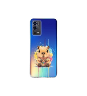 Oppo A55 ile Uyumlu Splash Kapibara Tasarımlı Şeffaf Silikon Kılıf