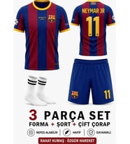 Neymar Jr Barcelona Çocuk Futbol Alt-Üst Takım T-Shrt +Şort+Çorap