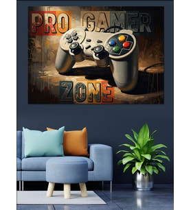 Pro Gamer Temalı Oyun Konsolu Dekoratif Kanvas - Mdf Ahşap Tablo