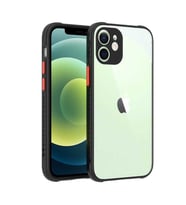 Uyumlu Model Apple iPhone 12 Kılıf Kenar Renkli Sararmaz Şeffaf Kapak (Siyah)