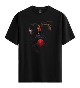 Urban Apes - %100 Pamuklu Erkek Siyah Tişört - Premium Quality (Beyaz)