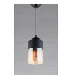 RIOLIGHT RETRO,RUSTİK ODA,KOLİDOR,CAFELER İÇİN TEKLİ CAM SARKIT AVİZE (Siyah)