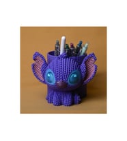 Alvera Knitted Kalemlik – 3D Baskı Sevimli Karakterli Masaüstü Kalem Organizeri-Mor