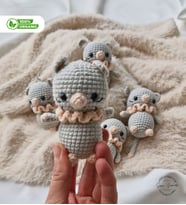 Sarı Yumak Amigurumi Fare Anahtarlık - El Yapımı, Organik Örgü Anahtarlık