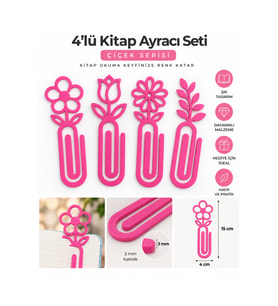 Pembe Çiçek Serisi 4’lü Kitap Ayracı Seti