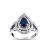 1.35 Karat Laboratuvar Pırlanta Safir Yüzük - HRD Sertifikalı