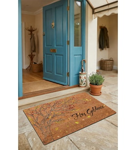 Valerine Life Kapı Önü Paspası 45x70cm Kaymaz Taban Dekoratif iç Dış Mekan Yaprak Dökümü Ağaç