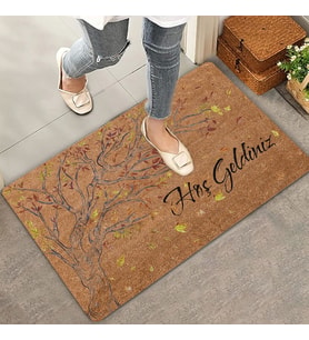 Valerine Life Yaprak Dökümü Ağaç Temalı Hoş Geldiniz Kapı Önü Paspası 45x70cm