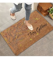 Valerine Life Yaprak Dökümü Ağaç Temalı Hoş Geldiniz Kapı Önü Paspası 45x70cm (Kahverengi)