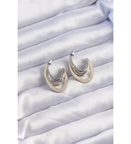 Pirinç Gold Gümüş Renkli Düz Plaka Halka Küpe 5886 - SSSSSS4451-5061