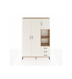 Arges Gardrop 5 Raflı 3 Çekmeceli Tek Askılı 132x30x195 Çam-Aytaşı