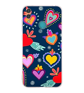 PrintiFy Huawei Y7 2019 ile Uyumlu Retro Color 3  Kamera Korumalı Şeffaf  Kılıf