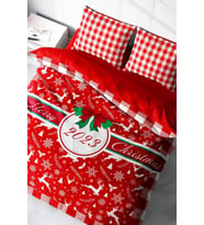 Yılbaşı Nevresim Takım %100 Doğal Pamuk Merry Christmas Çift Kişilik 2023