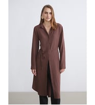 LCWAIKIKI Classic Kahverengi Dokulu Oversize Kadın Gömlek Tunik