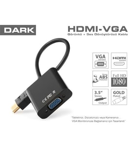 DARK DK-HD-AHDMIXVGA4 0.15metre HDMI-VGA (D) Görüntü Adaptörü Siyah 1080p