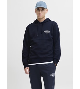 Jack & Jones JJMAKOTO Sweat Hood Erkek Kapüşonlu Sweatshirt - Konforlu ve Modern (DENIM)