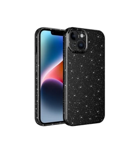 Apple iPhone 14 Uyumlu Kılıf Kamera Korumalı Simli Lüks Zore Koton Kapak (Siyah)