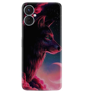 Tecno Spark 9T Kılıf Resimli Desenli Baskılı Silikon Wolf and Moon 1380