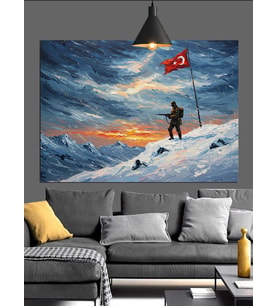 Karlarla Kaplı Dağ Zirvesi Dekoratif Kanvas - Mdf Ahşap Tablo