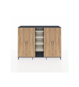 Hyperion Dolap 12 Raflı 4 Kapaklı 220x44x163 Antrasit-Çam/Aytaşı