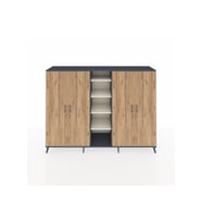 Hyperion Dolap 12 Raflı 4 Kapaklı 220x44x163 Antrasit-Çam/Aytaşı