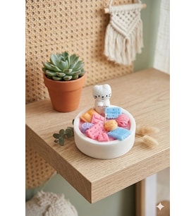 Mumelia Candles Üşüyen Kedi Mum – Doğal Soya Taştozu Tasarım - Renkli Bisküviler