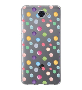 PrintiFy Huawei Y7 ile Uyumlu 1mm Slim Fit Water Color 6 Baskılı Şeffaf  Kılıf