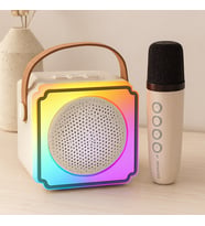 Karaoke Mikrofonlu Taşınabilir Bluetooth Hoparlör (Işıklı, USB Şarjlı)