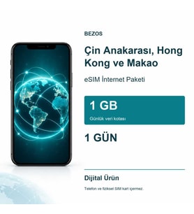Çin Anakarası, Hong Kong ve Makao eSIM İnternet Paketi Günlük 1 GB 1 Gün