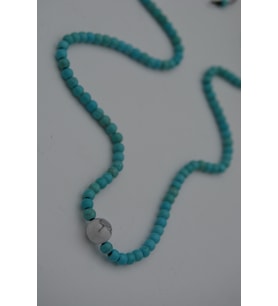STONEAGE JEWELLERY İnci ve Turkuaz Taşlı Metalsiz Kolye