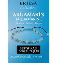 Sertifikalı Doğal Terahertz - Akuamarin Taşı Bileklik 4x4 mm - Huzur ve Dinginlik Taşı (Çok Renkli)