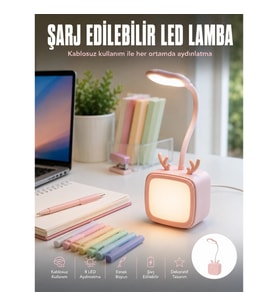 Mey İthalat® Esnek Gövdeli LED Masa Lambası Taşınabilir Gece Aydınlatması