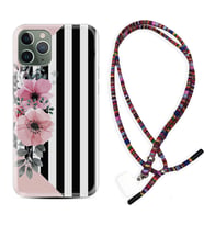 Apple iPhone 11 12 13 14 Pro Max Kılıf Boyun Asklı Rasta Silikon Flowers 4 1390