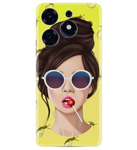 Spark 10 Pro Kılıf Resimli Desenli Baskılı Silikon Lollipop Woman uyumlu 1416