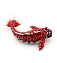 Kırmızı Koi Fish Japon Süs Havuzu Balık Zirkon Rozet Broş RZ125