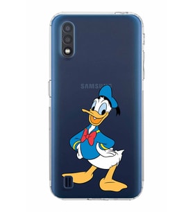 Samsung Galaxy A01  Kamera Korumalı Kapak Donald Duck Tasarımlı  Şeffaf Kılıf
