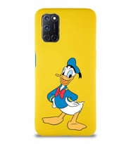 Oppo A92 Soft Premier Kapak Donald Duck-C Tasarımlı Silikon Kılıf - Sarı (Şeffaf)