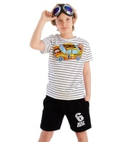 Yarışçı Erkek Çocuk T-shirt Şort Takım (Beyaz)