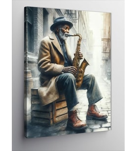 Kanvas Tablo Saksafon Çalan Yaşlı Adam