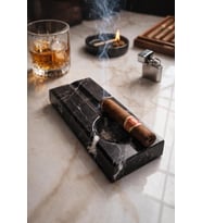 Marwood Workshop MarWood Aleksandr Siyah Mermer Puro Küllüğü - Tekli Lüks Puroluk & Puro Standı