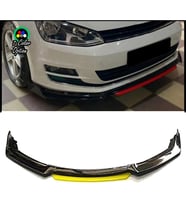 Vw Golf 7 - 7 FL Sarı Renkli Şeritli Dilli Ön Lip 4 Prç Parlak Siyah ABS 2012 - 2019