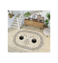 Eliana Home Baskılı, Yıkanabilir Kaymaz Taban Oval Halı LNA7202-SD1068 100x150 cm (Bej)