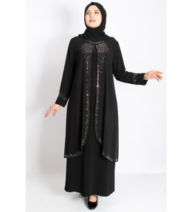 Taş İşleme Detaylı Abiye Siyah MDA2224
