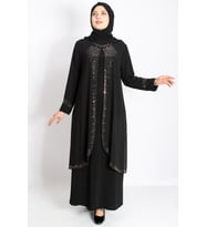 Taş İşleme Detaylı Abiye Siyah MDA2224
