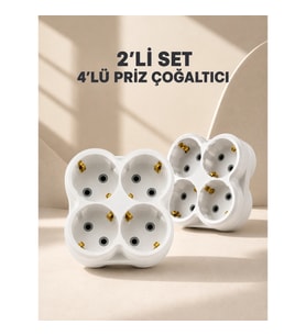 Mey İthalat® Kablosuz Priz Çoklayıcı 4’lü Duvar Tipi Kompakt Priz Çoğaltıcı 2’li Set