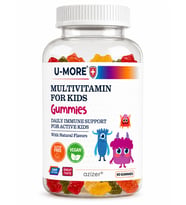 Multivitaminli Çocuk Gummies 60 Adet Şekersiz, Sığır Jelatini İçermez, Çilek-Portakal Aromalı